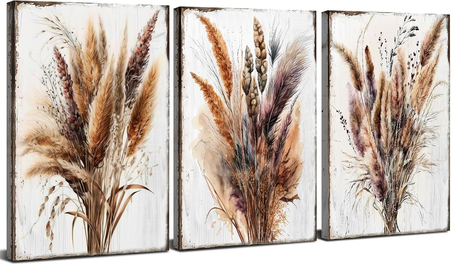 Vintage Botanical Wall Art Boho Decor 12x16 3Pcs