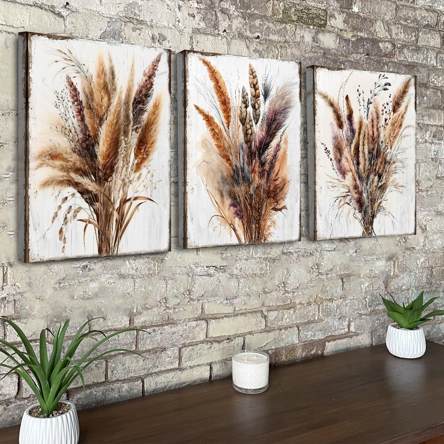 Vintage Botanical Wall Art Boho Decor 12x16 3Pcs